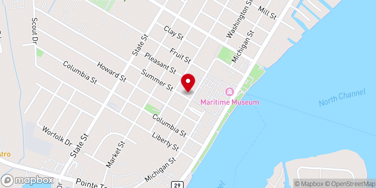 Map showing location of Algonac Baptist Church