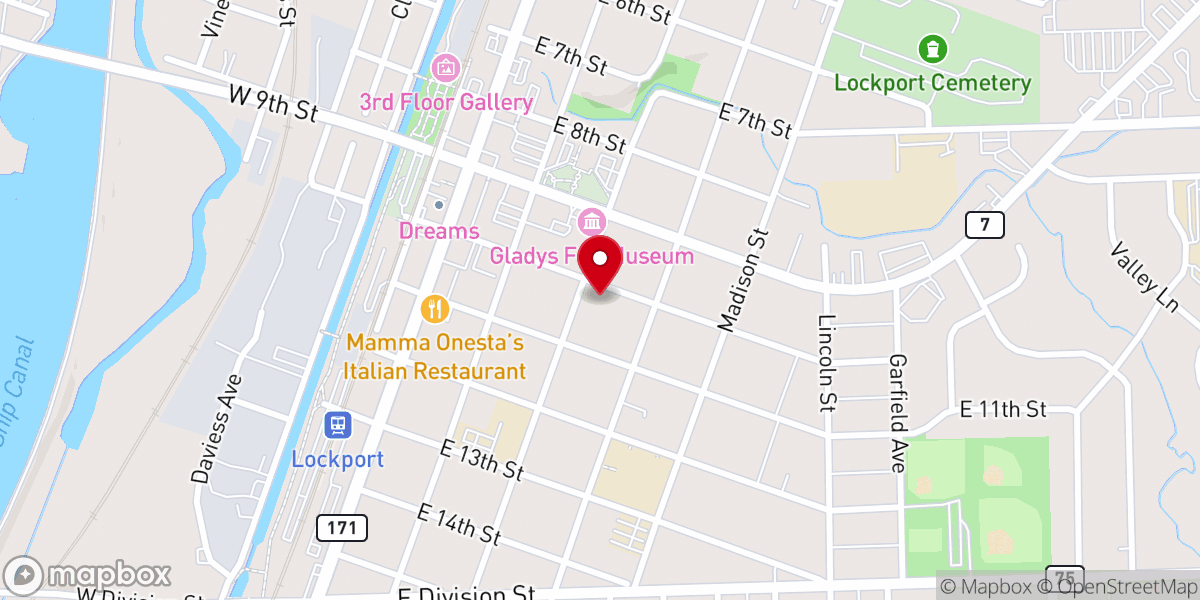 Map showing location of First United Methodist Church of Lockport