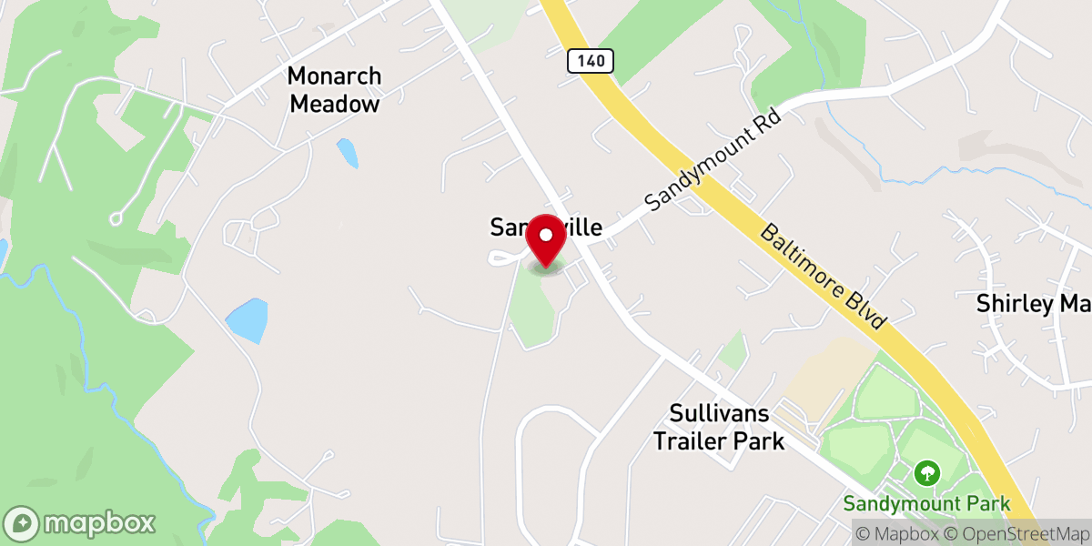 Map showing location of Sandymount United Methodist Church