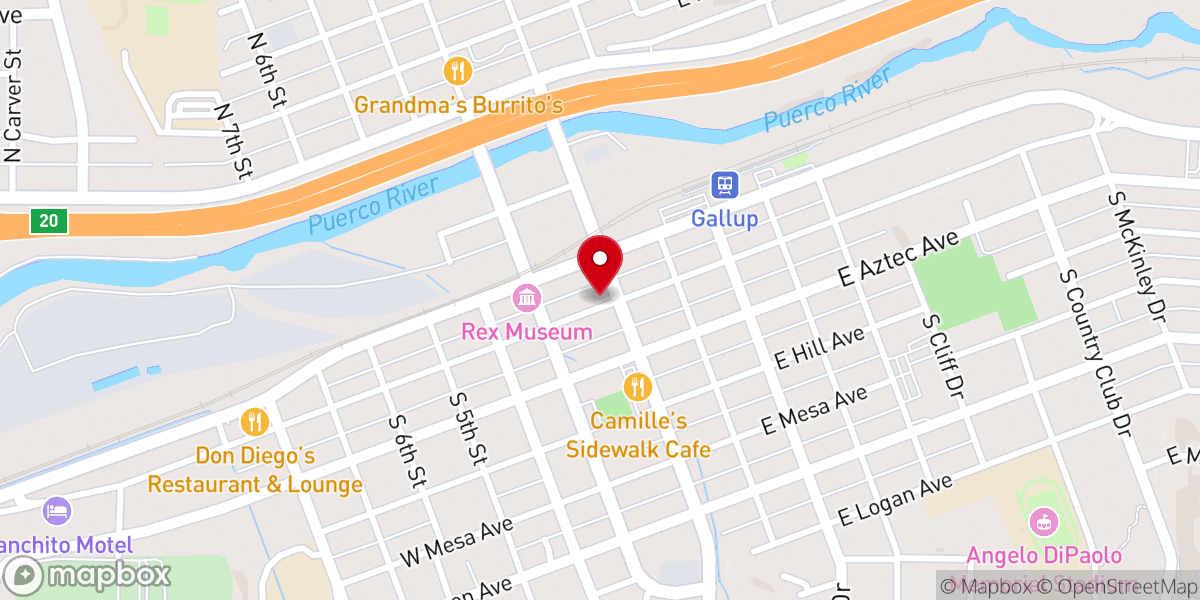 Map showing location of Gallup DownTown Conference Center