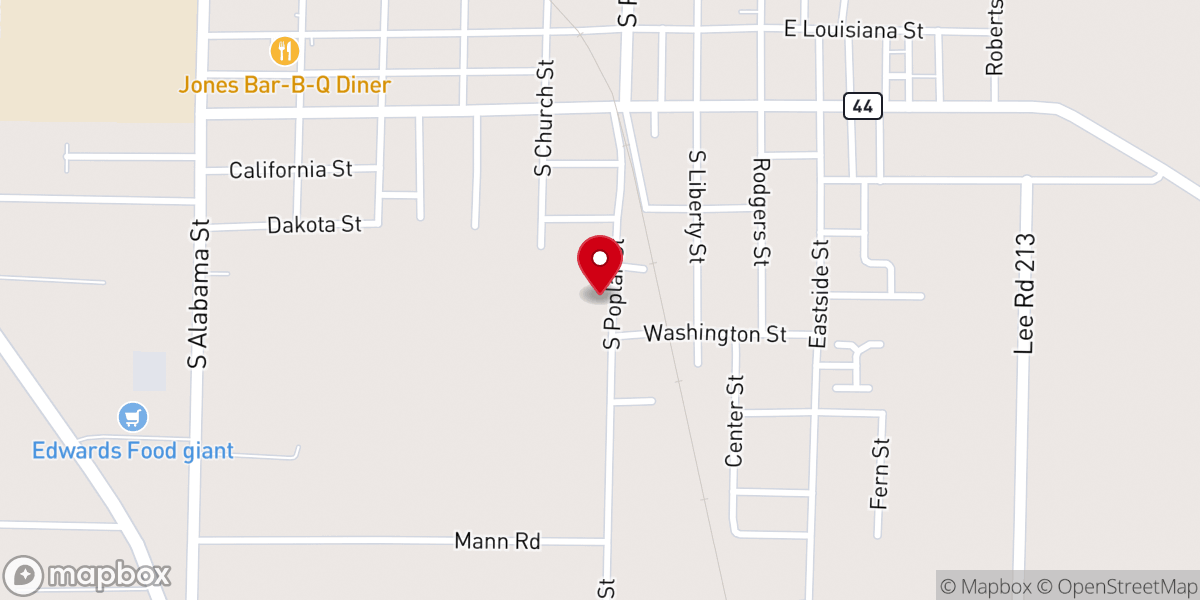 Map showing location of New Bethel Baptist Church