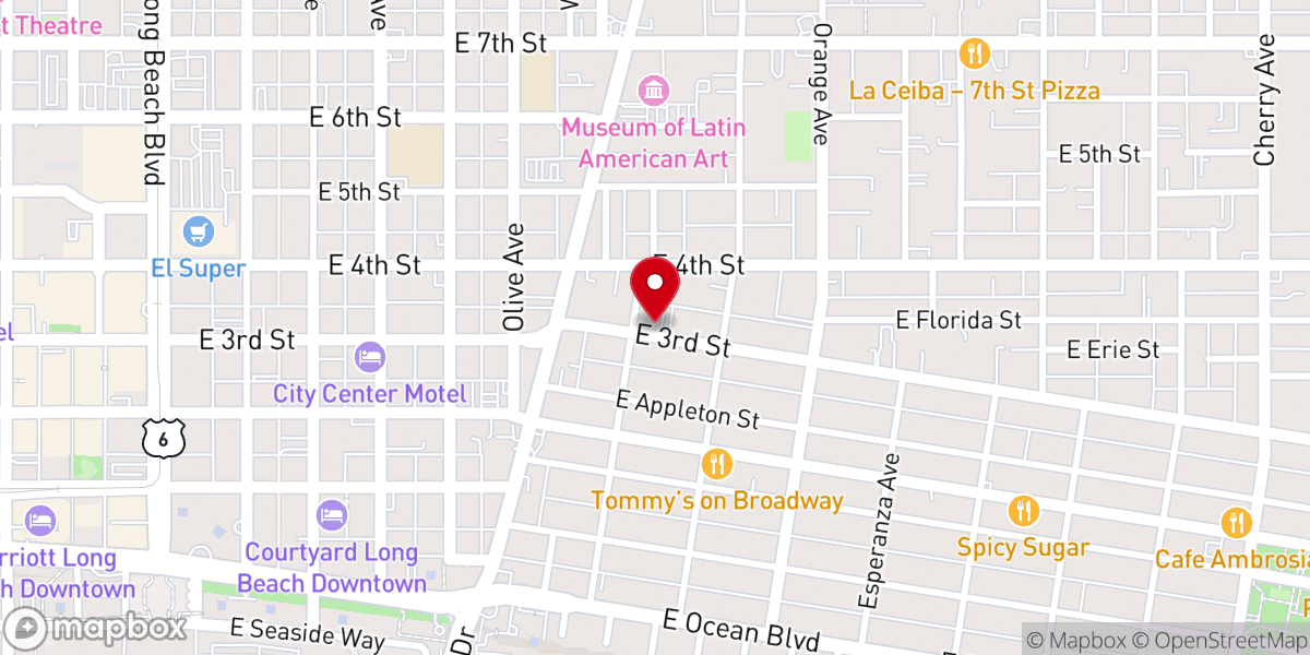 Map showing location of The Door Church Downtown LB