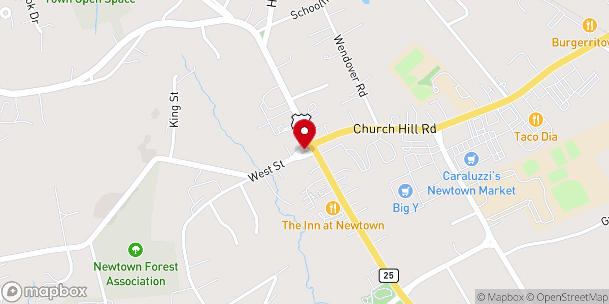 Map showing location of Newtown Meeting House