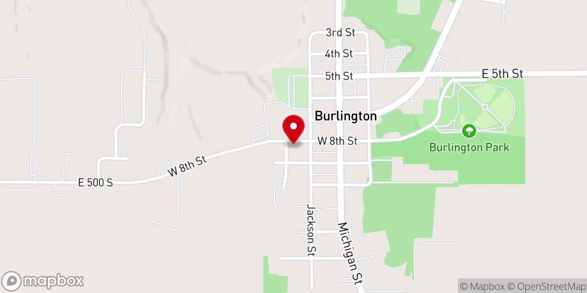 Map showing location of Burlington First Brethren Church