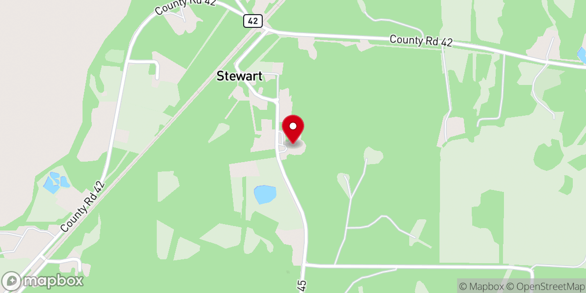 Map showing location of Stewart Church