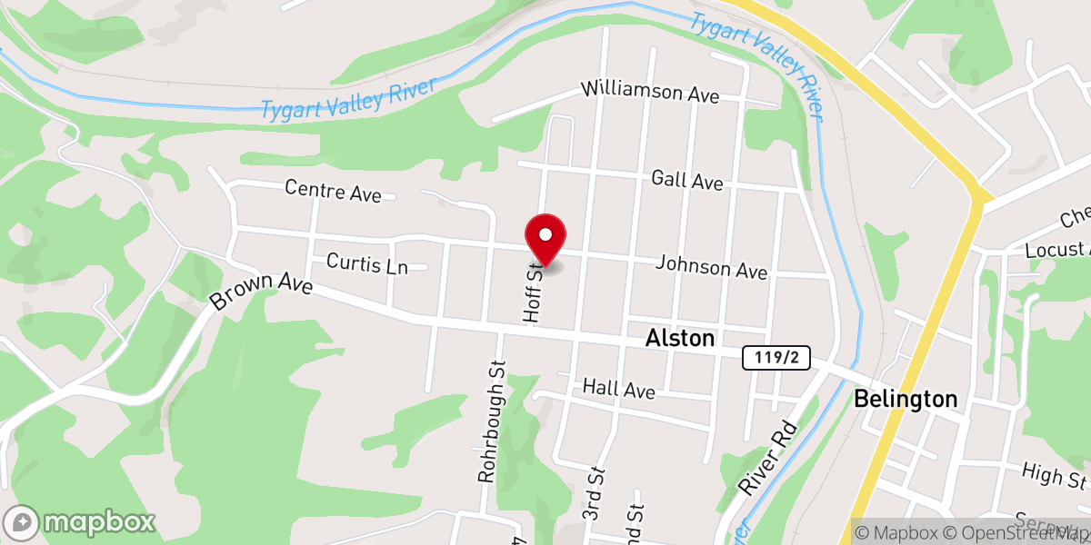 Map showing location of Belington First Church of the Nazarene
