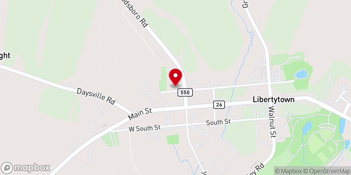 Map showing location of Liberty Fellowship