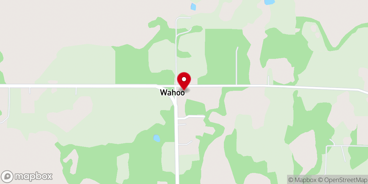 Map showing location of Wahoo Baptist Church