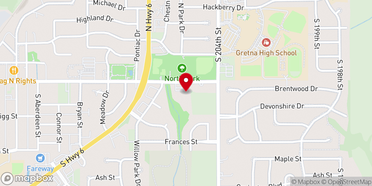 Map showing location of Gretna Baptist Church