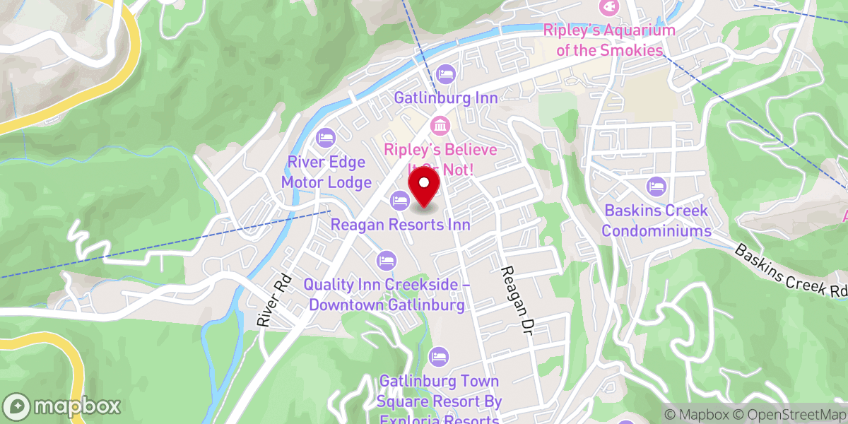 Map showing location of Gatlinburg Convention Center