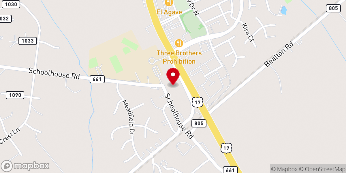 Map showing location of Bealeton Baptist Church
