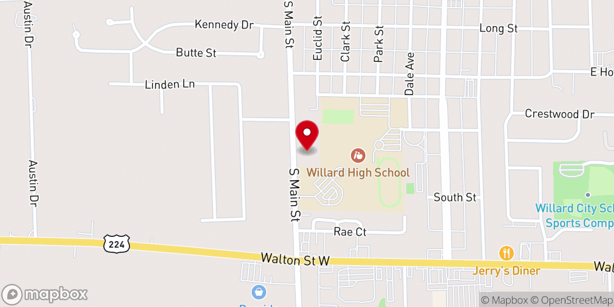 Map showing location of City Church Willard