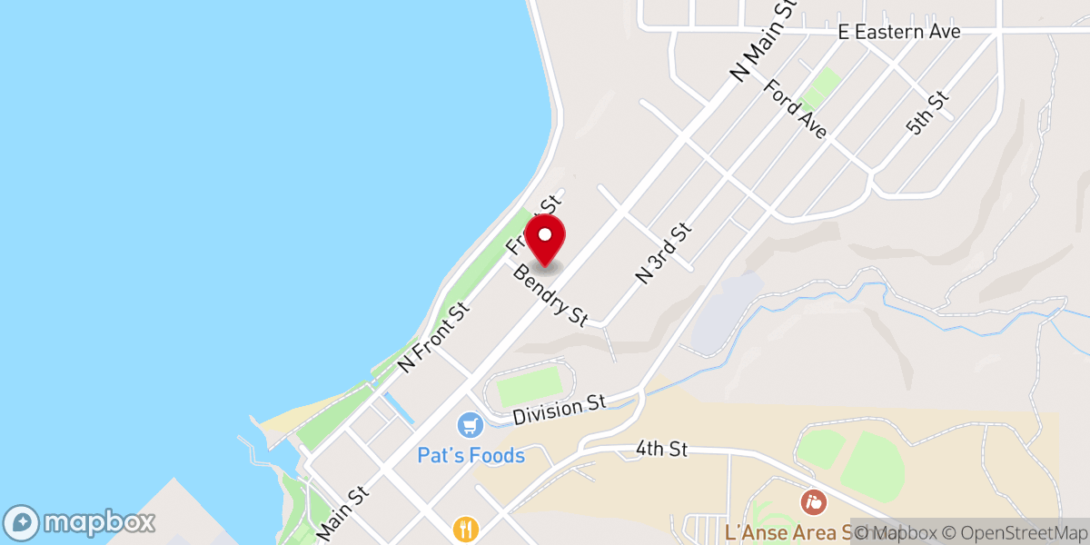Map showing location of L'anse United Methodist Church