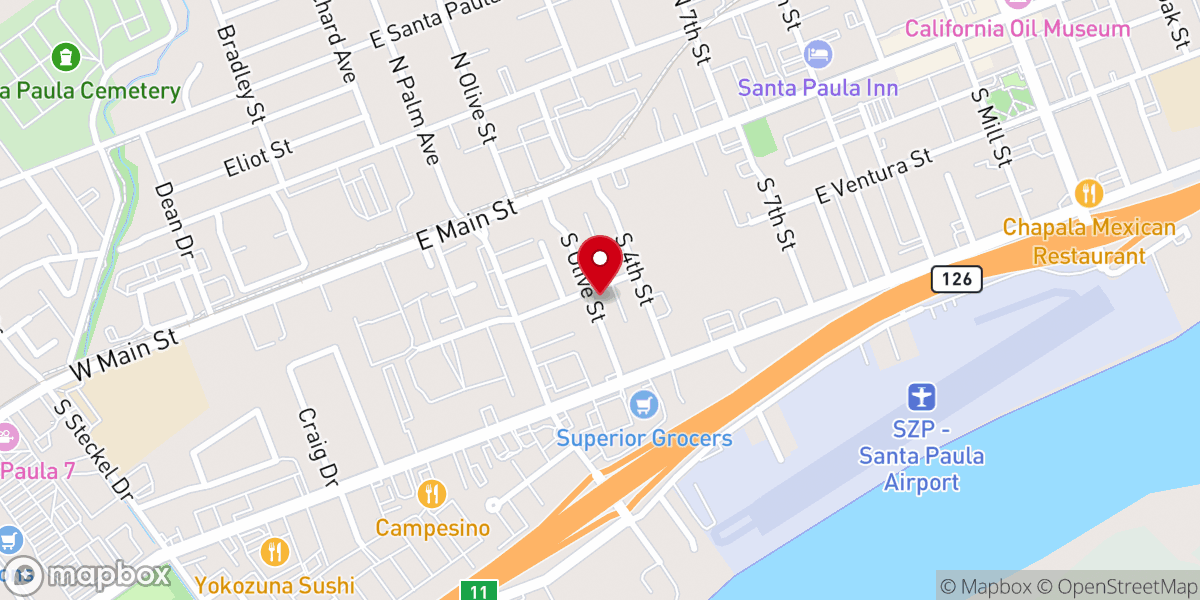 Map showing location of Santa Paula Spanish Seventh-day Adventist Church