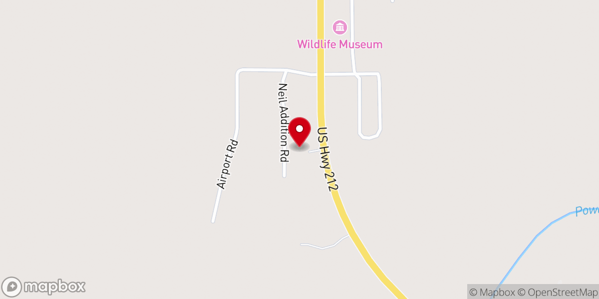 Map showing location of Broadus Assembly of God