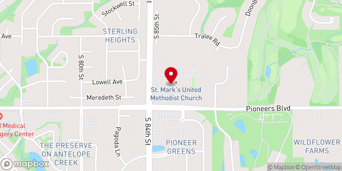 Map showing location of St. Mark's United Methodist Church