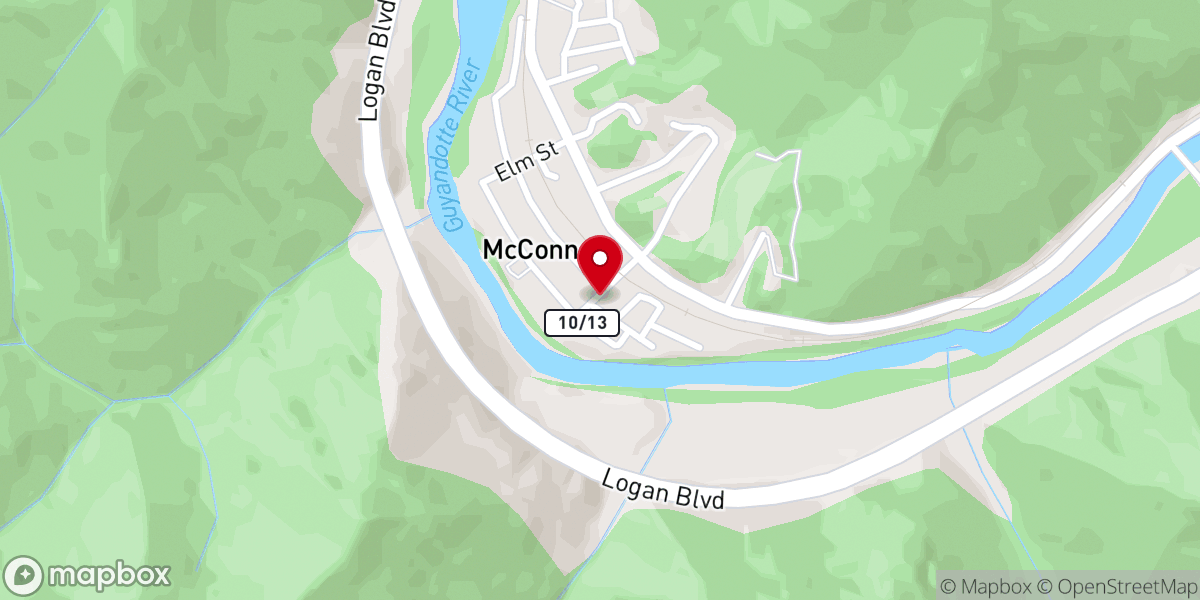 Map showing location of First Baptist Church-Mc Connell