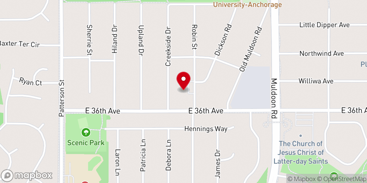 Map showing location of Anchorage Moravian Church