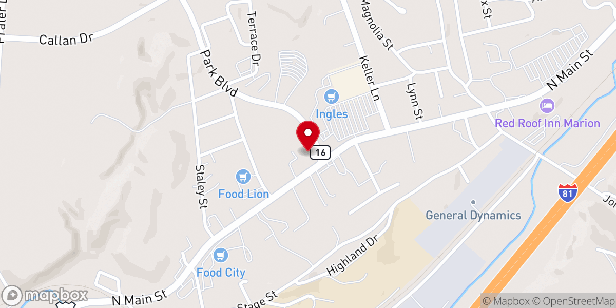 Map showing location of St. John the Evangelist Catholic Church
