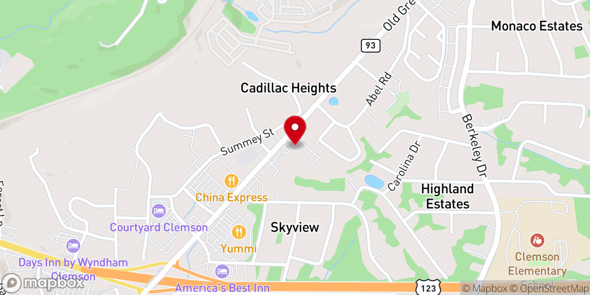 Map showing location of Clemson Chinese Christian Church