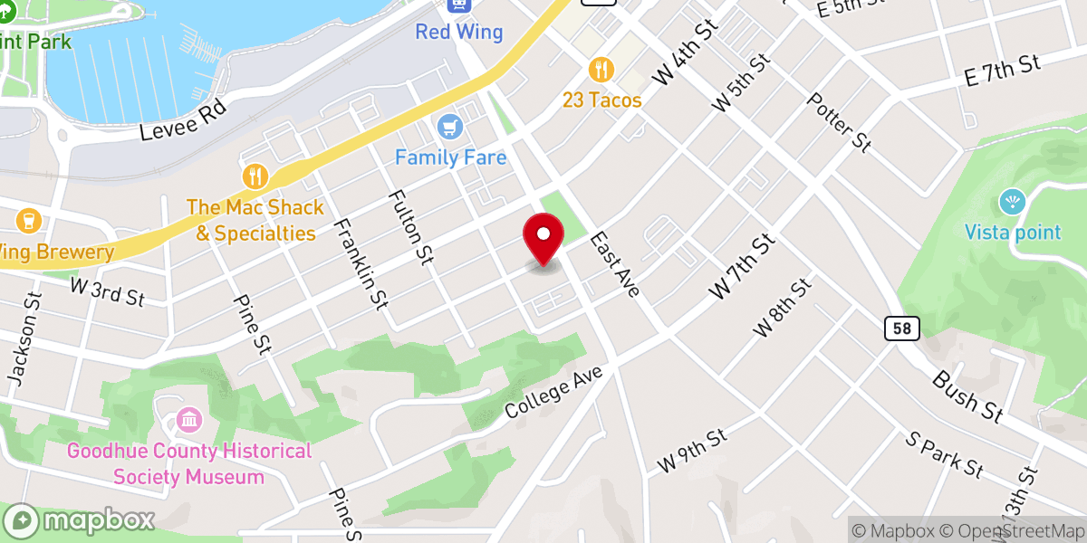 Map showing location of First Lutheran Church Of Red Wing
