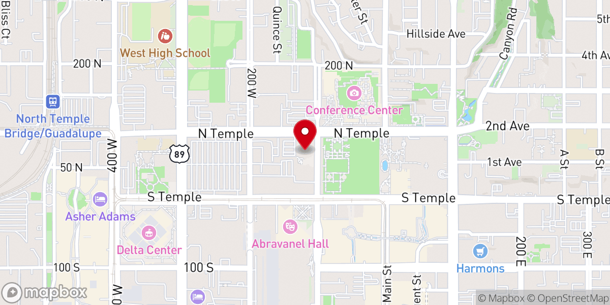 Map showing location of Church History Museum