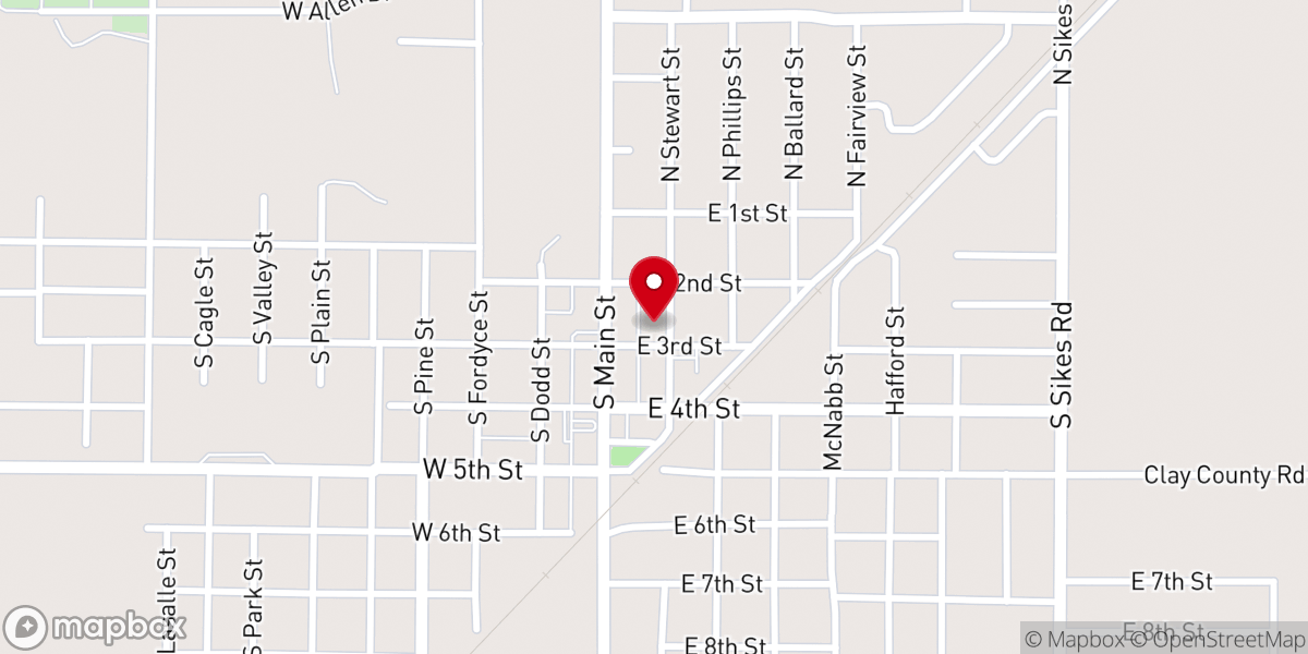 Map showing location of Rector First Baptist Church - Food Distribution Center