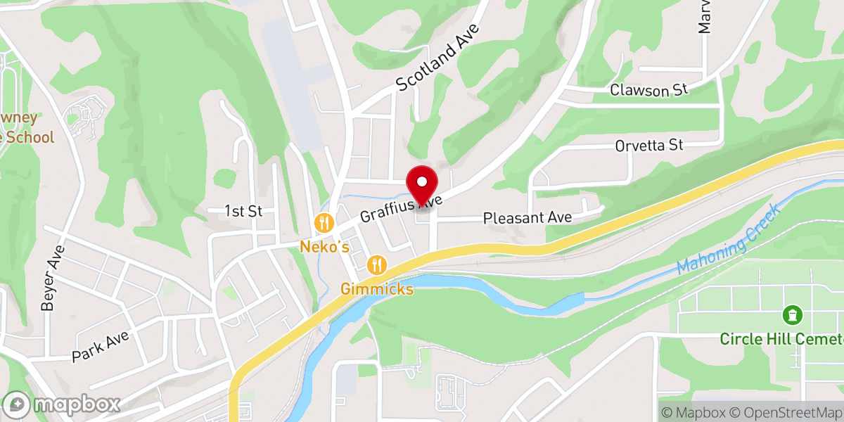 Map showing location of St. Peters United Church of Christ