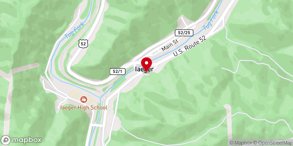 Map showing location of Iaeger First United Methodist Church