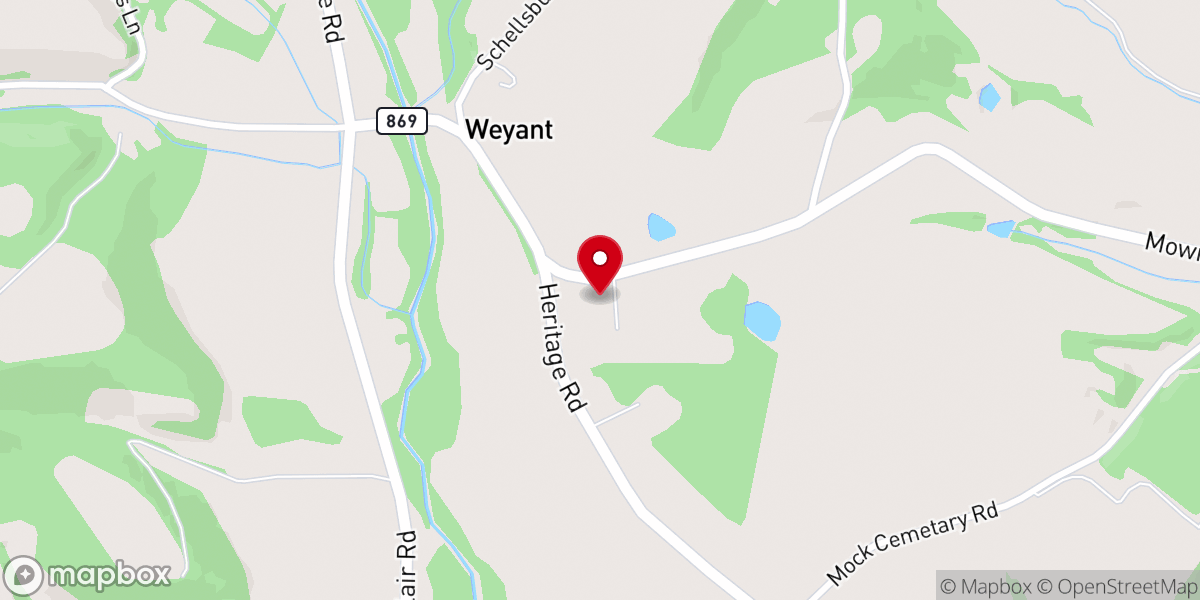 Map showing location of Weyant United Methodist Church