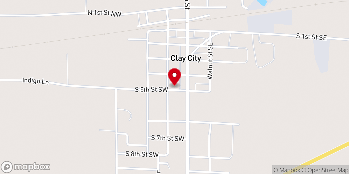 Map showing location of Clay City First Baptist Church