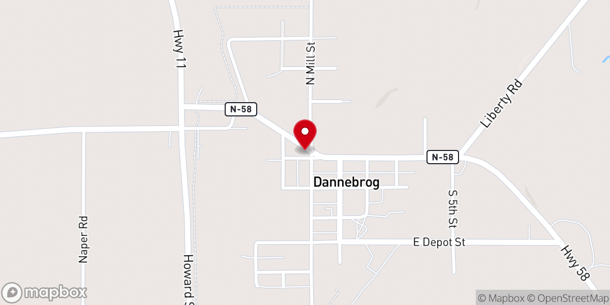 Map showing location of Village Of Dannebrog