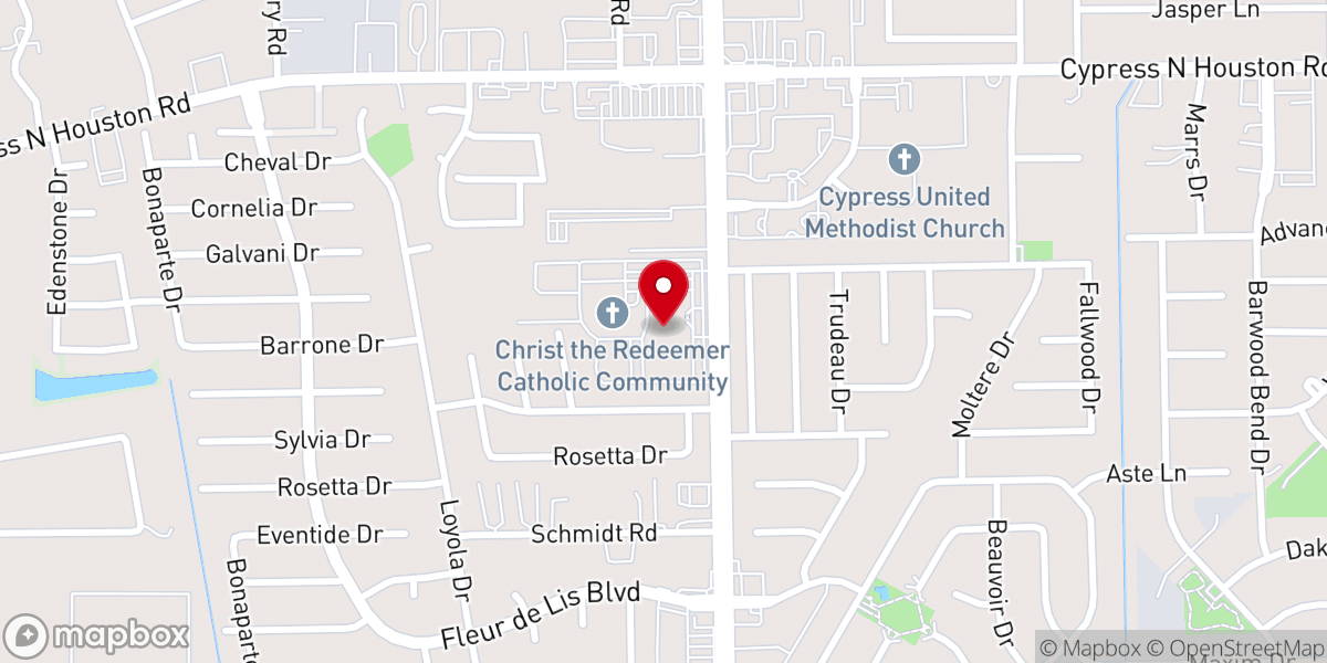 Map showing location of Christ the Redeemer Catholic Church