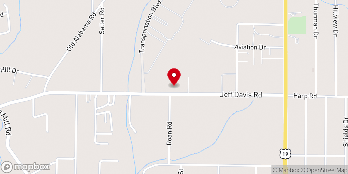 Map showing location of Jeff Davis Baptist Church
