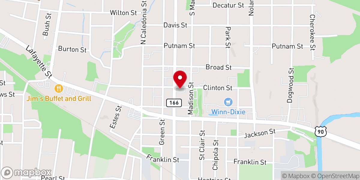 Map showing location of First Presbyterian Church