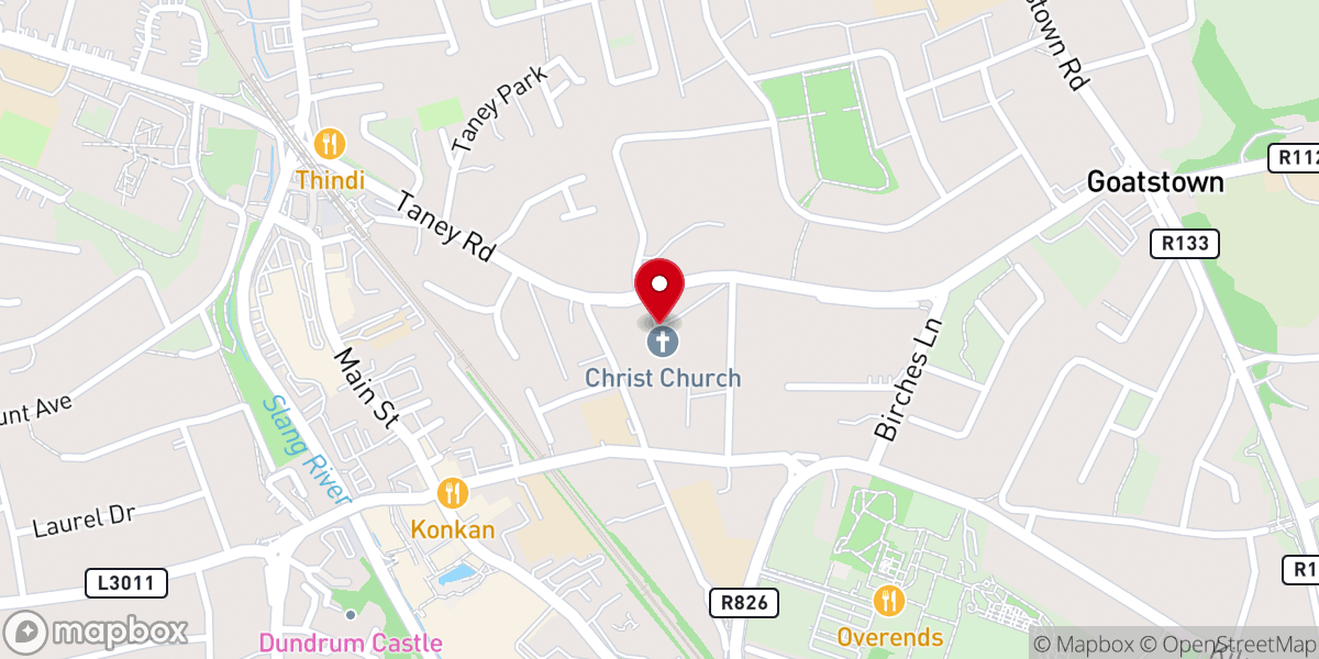 Map showing location of Christ Church, Taney Parish