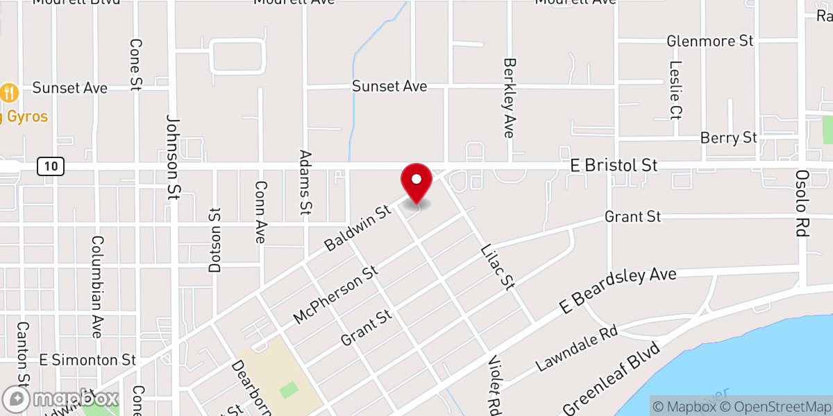 Map showing location of Rise Up and Walk Church