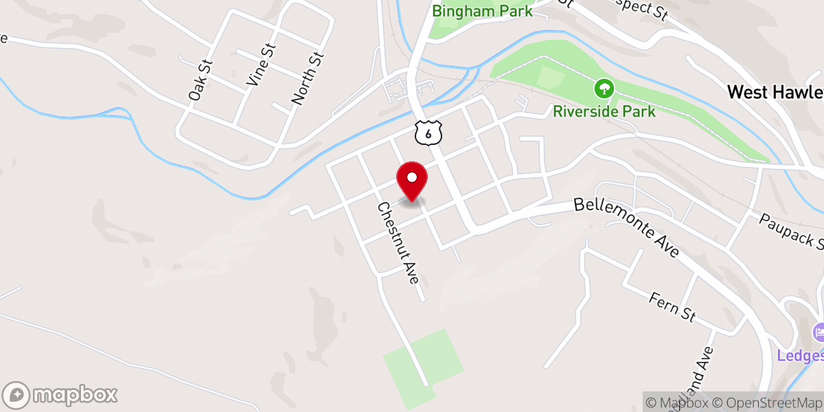 Map showing location of Hawley United Methodist Church