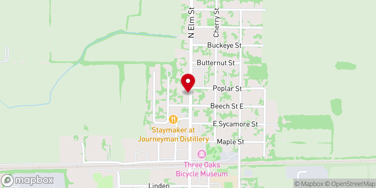 Map showing location of Three Oaks Church of Christ