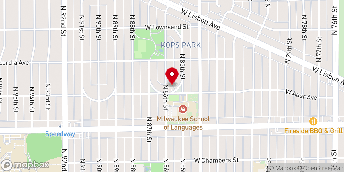 Map showing location of Beautiful Savior Lutheran Church