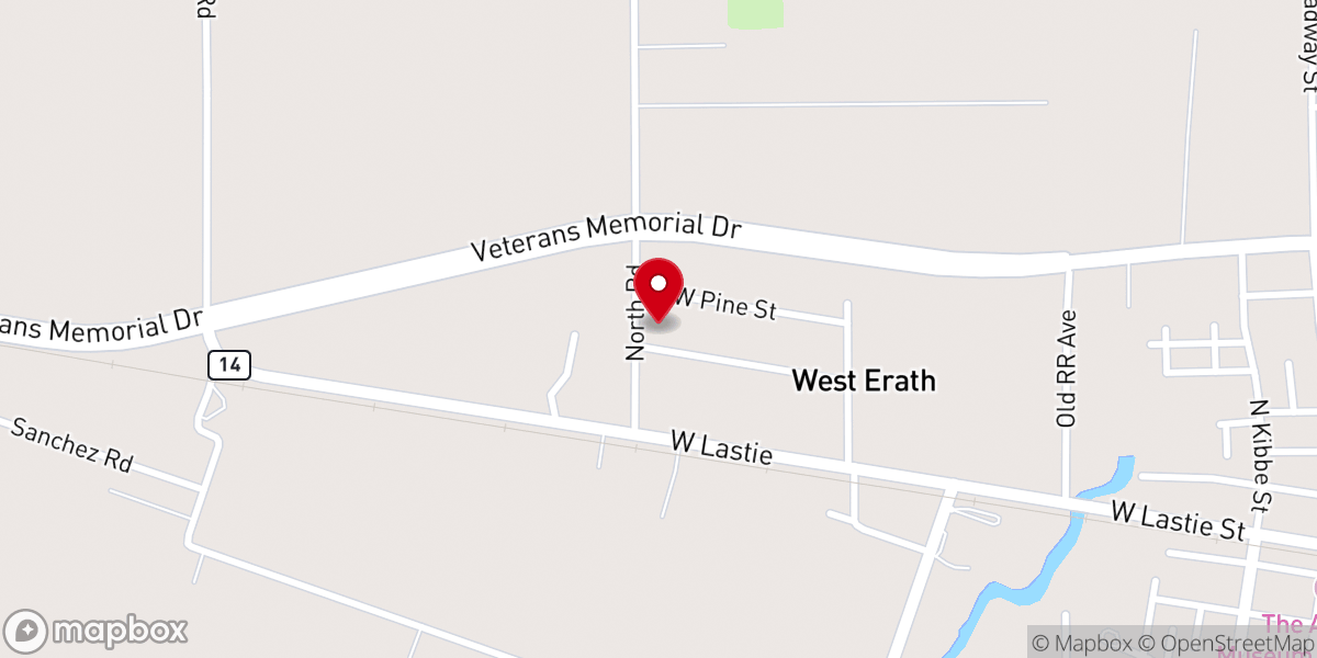 Map showing location of Erath Baptist Church