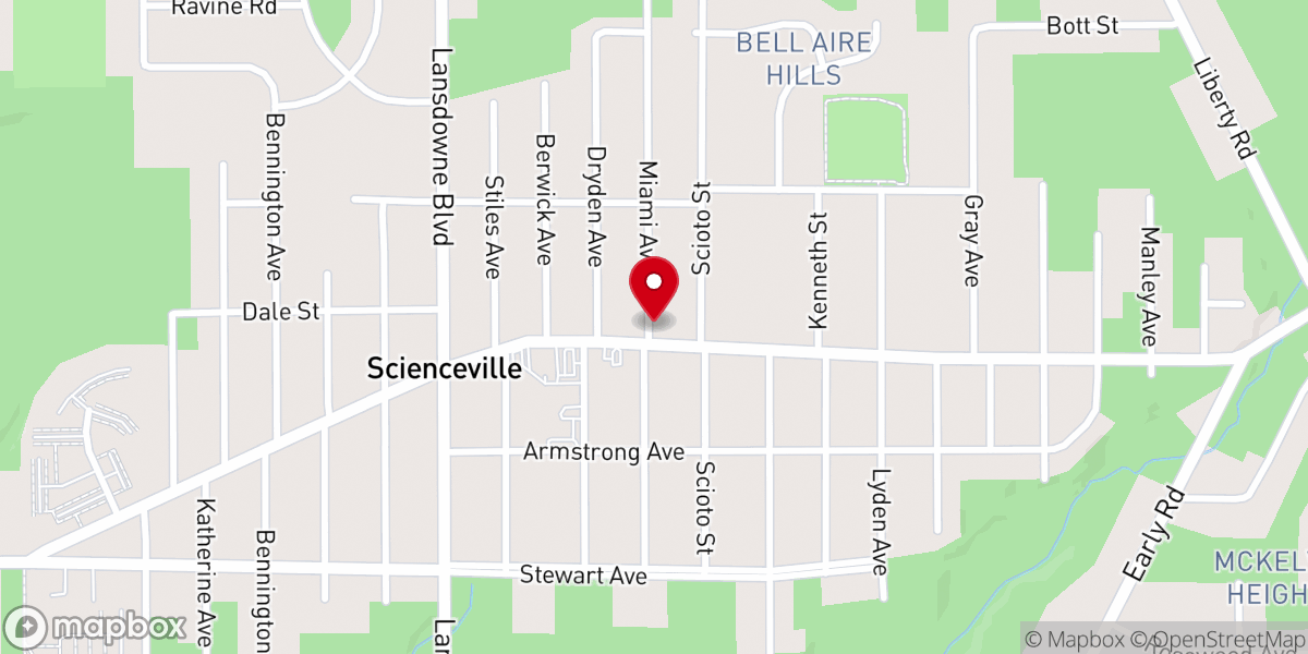 Map showing location of McGuffey Road Church of Christ