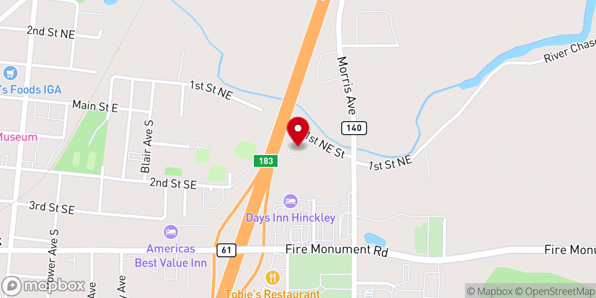 Map showing location of Hinckley Seventh-Day Adventist Church