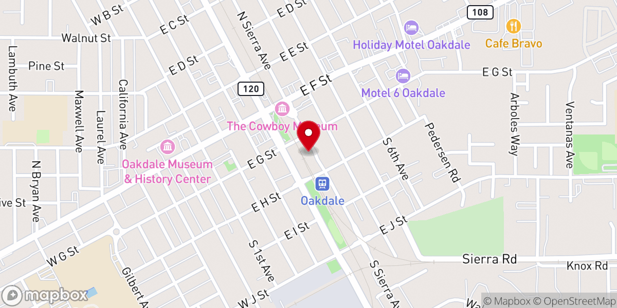 Map showing location of Calvary Chapel Oakdale