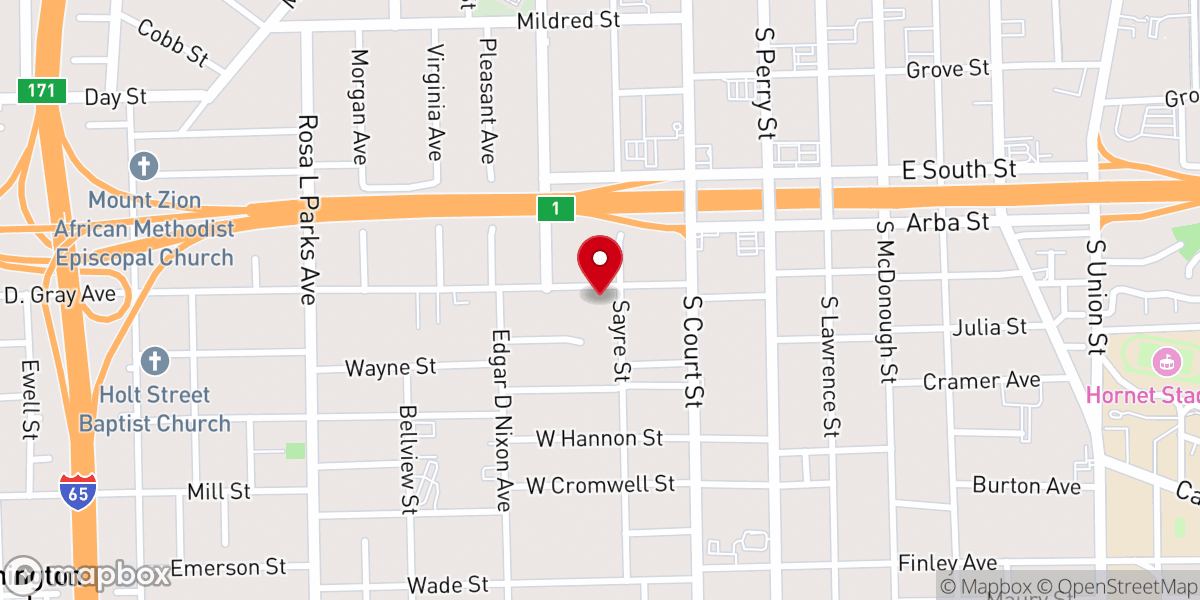 Map showing location of Montgomery Antioch District Association Ministries