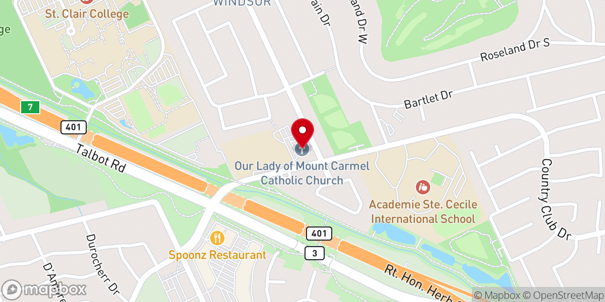 Map showing location of Our Lady of Mount Carmel Church