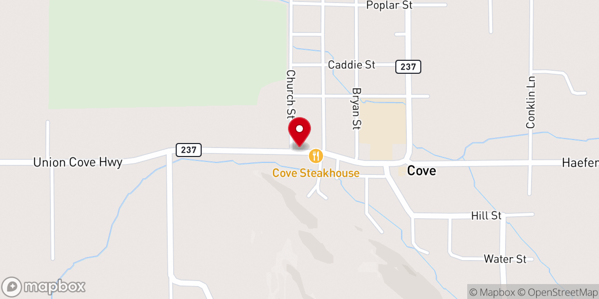 Map showing location of Cove Seventh-day Adventist Church