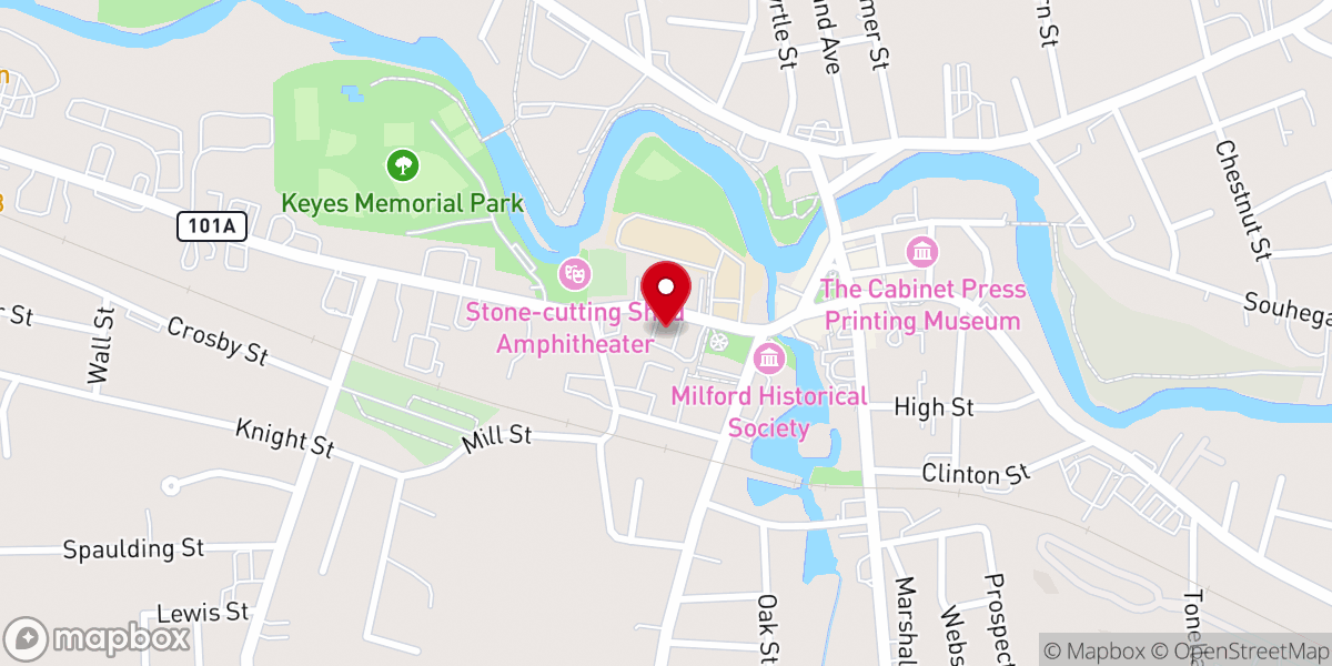 Map showing location of Unitarian Universalist Congregation in Milford (UUCM)