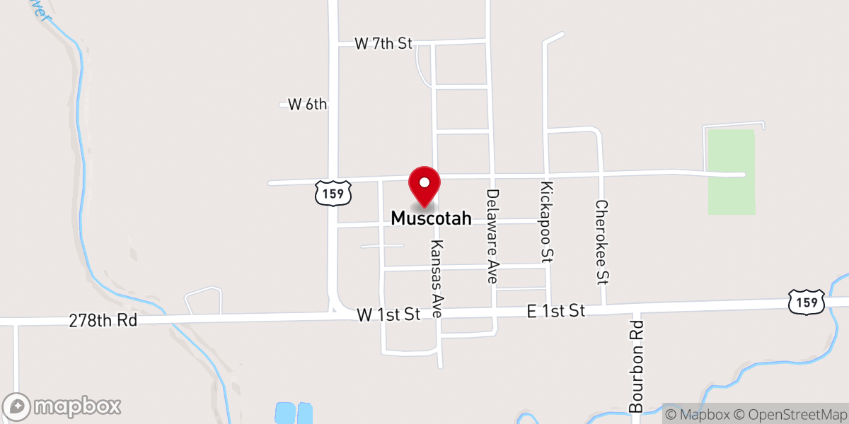 Map showing location of Muscotah United Church