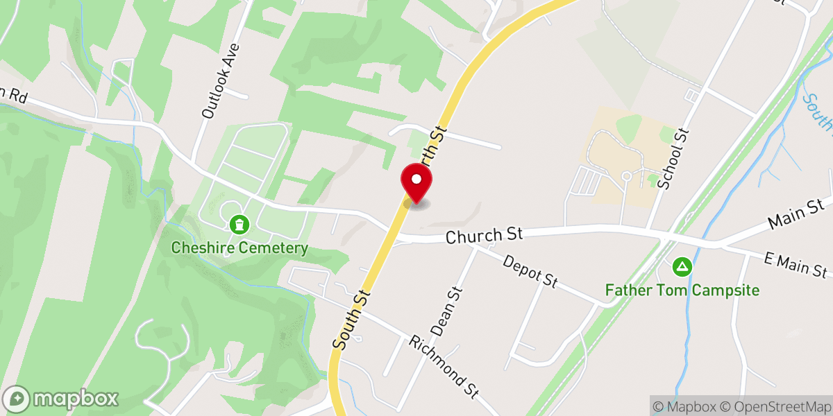 Map showing location of First Baptist Church of Cheshire